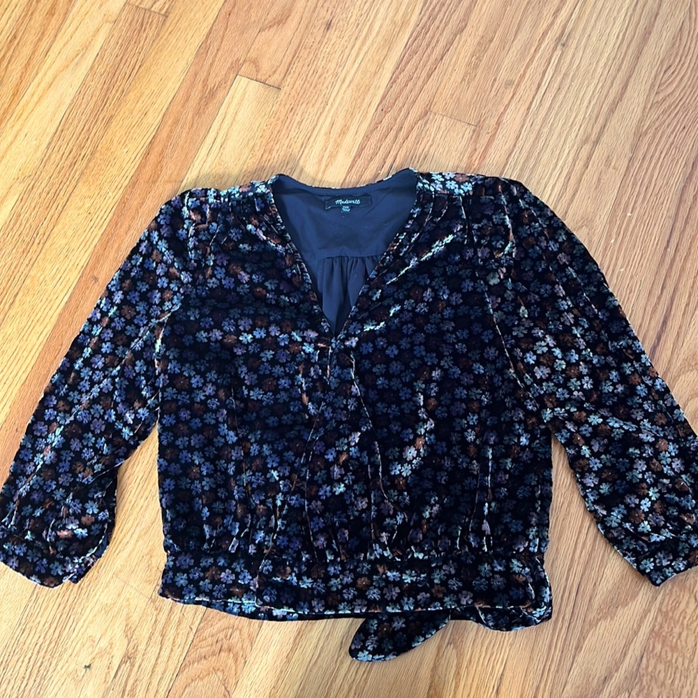 Madewell Floral Velvet Wrap Top